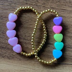 {Handmade} Colorful Heart Bracelet Set